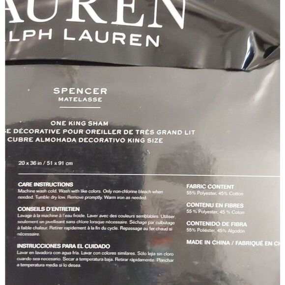 Ralph Lauren SPENCER METALASSE Cotton Blend SAGE King Pillow Sham 20"x 36" $135 - Picture 9 of 11